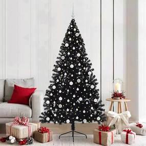 vidaXL Árvore de Natal Artificial Pré-iluminada Preto 210 cm PVC