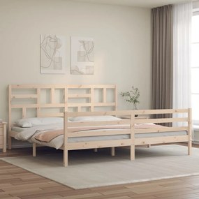 vidaXL Estrutura de cama com cabeceira 200x200 cm madeira maciça