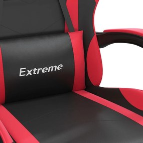 Cadeira gaming giratória couro artificial preto e vermelho