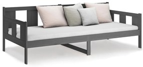 Sofá-cama 80x200 cm madeira de pinho maciça cinzento