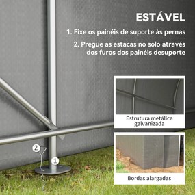 Abrigo de Jardim para Bicicletas com Estrutura em Aço, Porta com Fecho, Impermeável 2,4x1,6x1,9 m Cinzento Claro