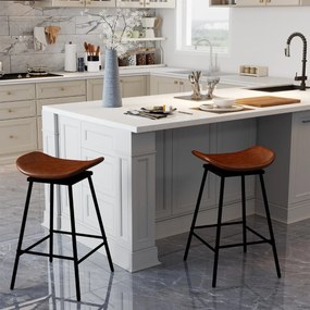 Conjunto de 2 bancos de bar  43 x 45 x 71,5 cm com assento acolchoado e curvado, apoio para os pés e sem encosto para cozinha ou sala de jantar, casta