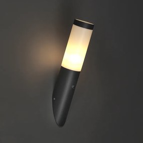 Candeeiro de parede exterior moderno cinzento escuro IP44 com sensor crepuscular - Rox Moderno
