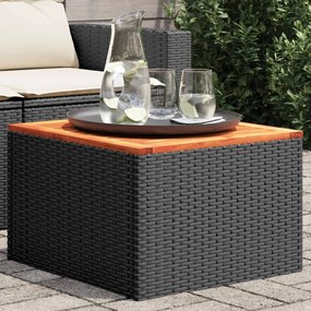 vidaXL Mesa de jardim 55x55x37 cm vime PE e madeira de acácia preto