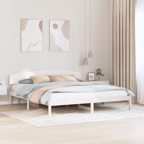 vidaXL Estrado de Cama com Cabeceira Branca 180x200 cm Madeira Maciça de Pinho