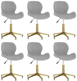 vidaXL Cadeiras de jantar giratórias 6 pcs veludo cinzento-claro