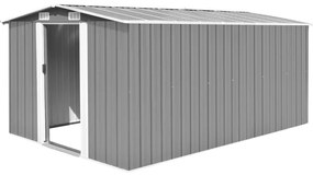 Abrigo de jardim 257x392x181 cm metal cinzento