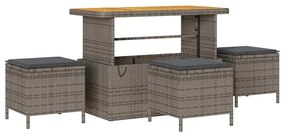 Conjunto de Sofá de Jardim de 9 Peças com Almofadas Cinza Rattan PE Ac