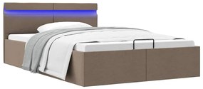 vidaXL Estrutura cama hidrául.+ LED 120x200cm tecido cinza-acastanhado