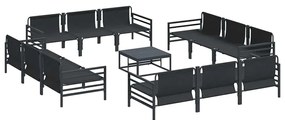Conjunto de Sofá de Jardim 13 pcs Cinzento-escuro Aço