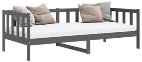 Sofá-cama 90x200 cm madeira de pinho maciça cinzento
