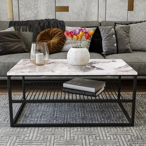 Mesa de Centro Asude – Branco e Preto – 95x42x55 cm