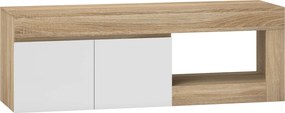 Móvel de TV com 2 Portas Prateleira Aberta Móvel de TV Televisóres de 60 Polegadas 140x40x48 cm Branco e Madeira