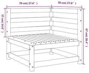 Sofás canto p/ jardim 2pcs 70x70x67cm pinho maciço castanho-mel