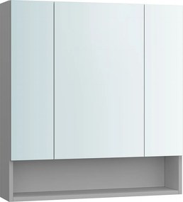 Armário de casa de banho parede com 3 portas 16,5 x 70 x 75 cm Cinzento