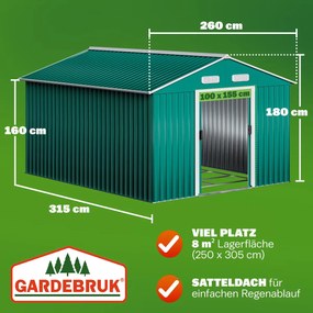 Abrigo de jardim em metal  312x257x177,5cm verde