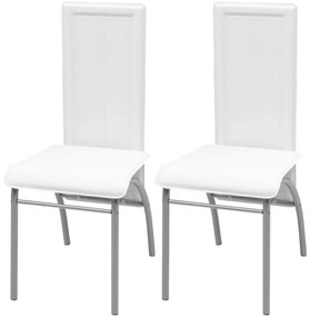 242920 vidaXL Cadeiras de jantar 2 pcs couro artificial branco