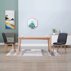 vidaXL Cadeiras jantar 2 pcs tecido cinzento e carvalho maciço