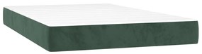 Cama box spring c/ colchão/LED 120x200 cm veludo verde-escuro