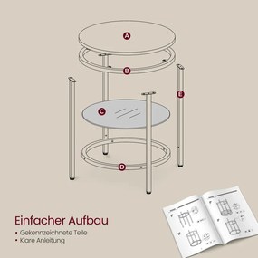Mesa auxiliar de 2 níveis 45 x 55 cm (Ø x A) com estrutura preta e tampo preto com efeito mármore Preta