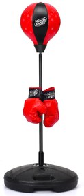 Conjunto de boxe infantil ajustável em altura com luvas de boxe e bomba manual 81-123,5 cm vermelha e preta