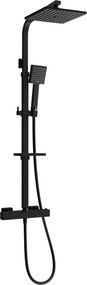 Mexen CQ45 conjunto de chuveiro de superfície com chuveiro de mão e misturadora termostática, preto - 772504595-70
