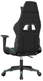 Cadeira gaming massagens couro artificial preto e verde