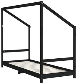 Estrutura de cama infantil 2x(80x200) cm pinho maciço preto