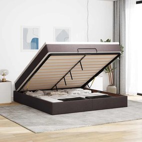 Estrutura de cama otomana com colchão 180x200cm castanho escuro