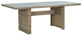 7 pcs conjunto de jantar para jardim vime PE castanho