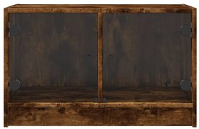 Móvel de TV c/ portas de vidro 68x37x42 cm carvalho fumado