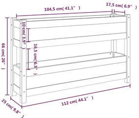 Vaso/floreira 112x25x66 cm madeira de pinho maciça