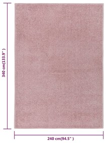 Tapete de pelo curto 240x340 cm rosa