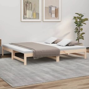 Sofá-cama de puxar 2x(75x190) cm madeira de pinho maciça