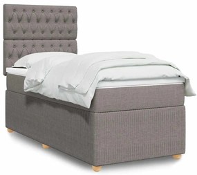 Cama com molas/colchão 90x190 cm tecido castanho-acinzentado