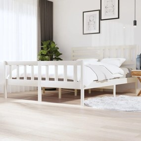 vidaXL Estrutura de cama super king 180x200 cm madeira maciça branco