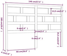 Cabeceira de cama 146x4x100 cm pinho maciço cinzento