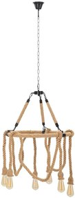 Candeeiro de Teto Boho Chic - Metal e Corda em Formato Redondo - 90 cm