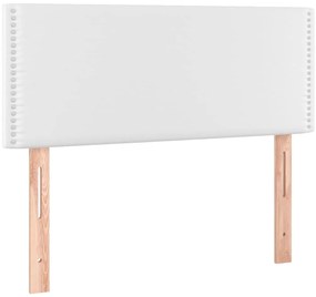 Cama box spring c/ colchão/LED 90x190cm couro artificial branco