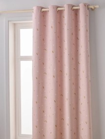 Cortinado opaco, com ilhós, fosforescente e estampado com arco-íris rosa claro liso com motivo