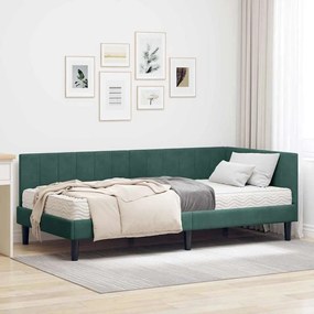 vidaXL Estrutura de Cama de Canto com Colchão 2 pcs Verde Veludo
