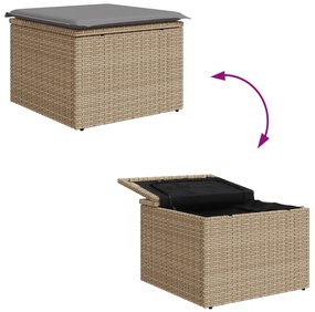 Conjunto de Sofá de Jardim de 5 Peças com Almofadas Bege Rattan Poly A