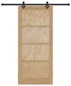 Porta Deslizante vidaXL com Conjunto de Hardware 93x211 cm Madeira Sól