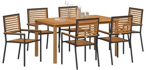 Conjunto de Jantar de Jardim 7 pcs Preto 150 x 90 x 74 cm