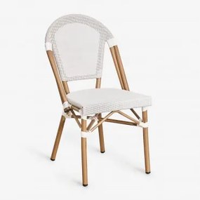 Pacote De 4 Cadeiras De Jardim Empilháveis De Alumínio Brielle Bistro Gardénia Branco - Sklum