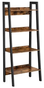 Prateleira tipo escada VASAGLE, estante de 4 níveis para escritório, prateleiras de armazenamento independentes, para sala de estar, quarto, cozinha e varanda, estrutura de metal, fácil de montar, industrial, marrom rústico e preto LLS054X01