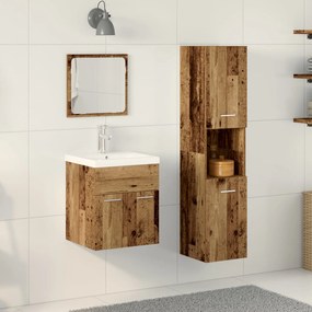 Conjunto de Móveis para Banheiro - Madeira Velha em Madeira Engineered
