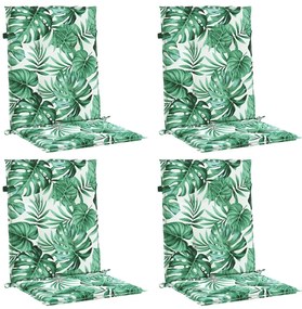 Almofadões cadeira de encosto baixo 4 pcs tecido padrão folhas