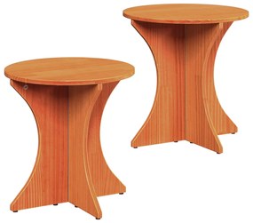 vidaXL Mesa de centro 2 pcs Marrom Cera Madeira de pinho maciça