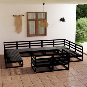 11 pcs conjunto lounge de jardim pinho maciço